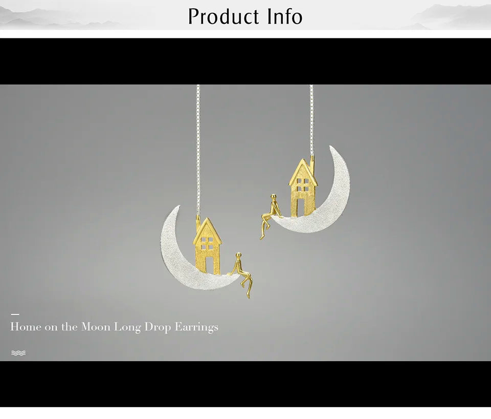 Home on the Moon Hanging Drop Earrings