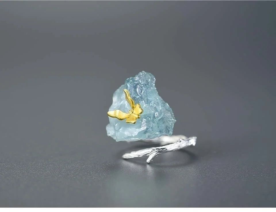 Aquamarine Flower Ring