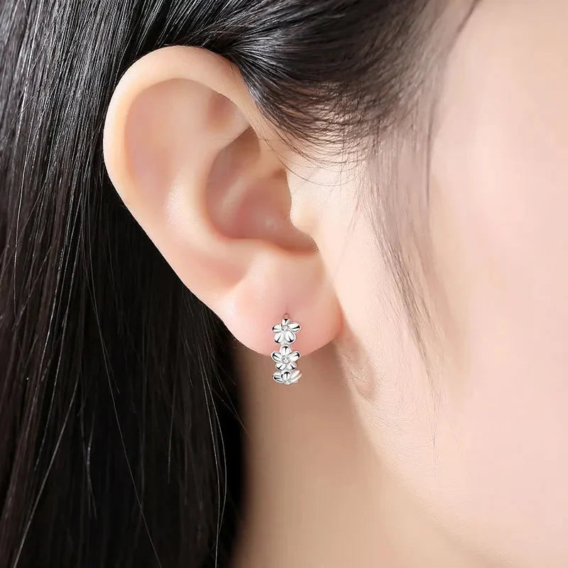 Crystal Zircon Flower Cute Stud