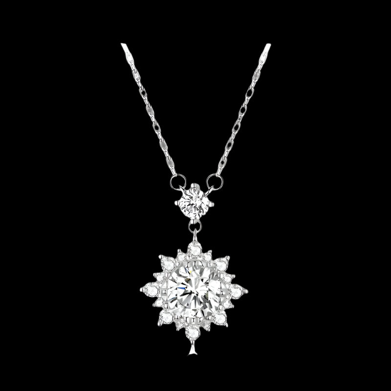 1 Carat Lab‑Grown Diamond / Moissanite – Silver 925 – Snowflake Chain Necklace