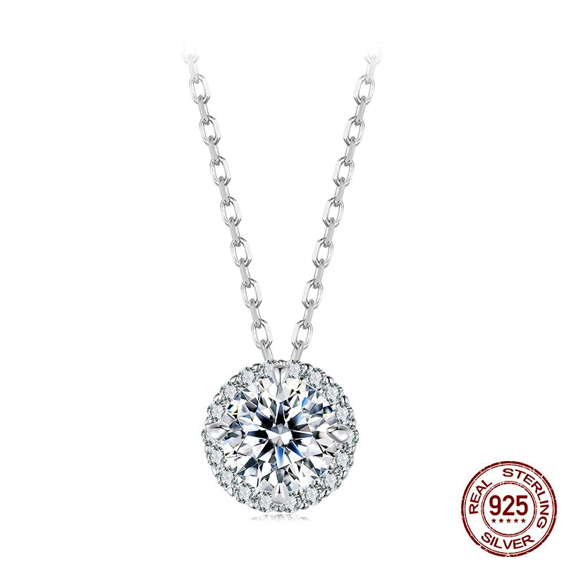 Moissanite Adjustable  Necklace, White Gold Plated/ 925 Silver jewelry