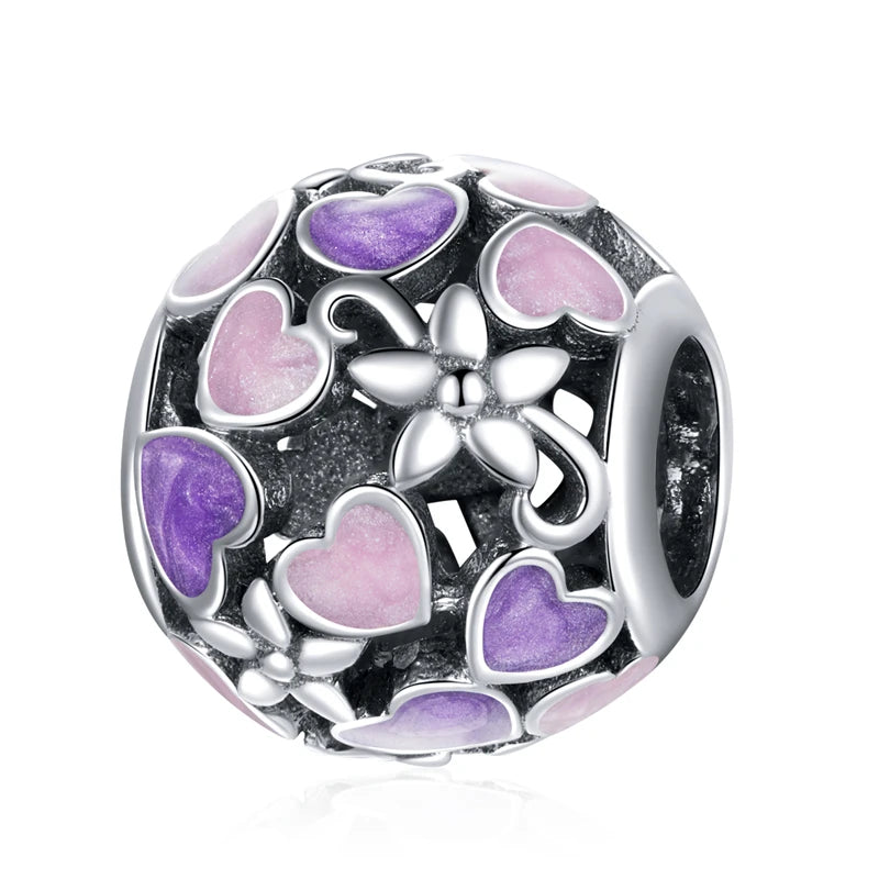 925 Sterling Silver Purple Shining Stone Collection Charms