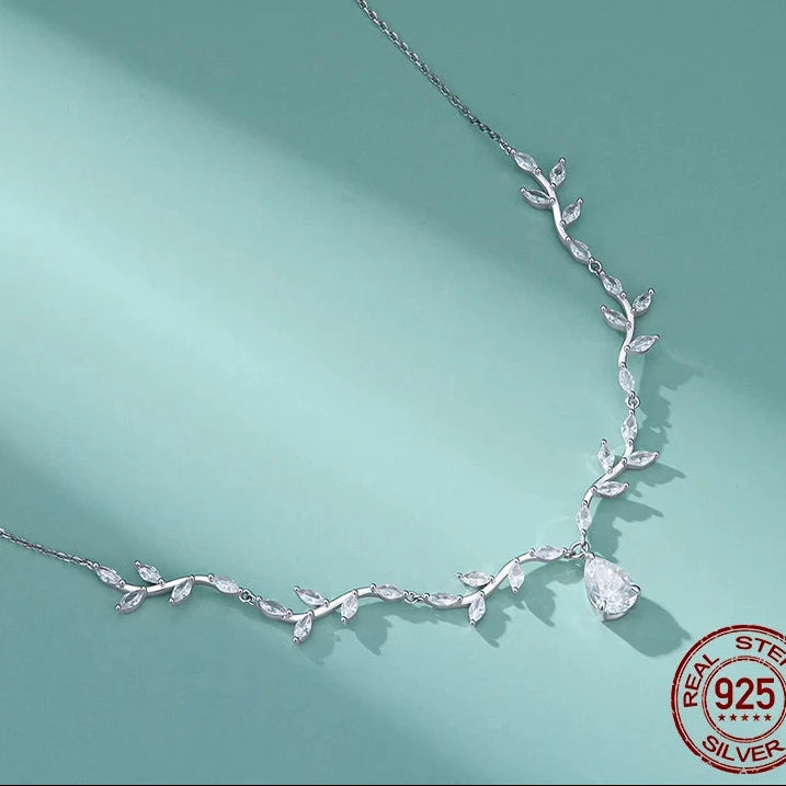 1.5CT Teardrop Moissanite Jewelry Necklace D Color VVS1 925 Silver Pear‑Cut