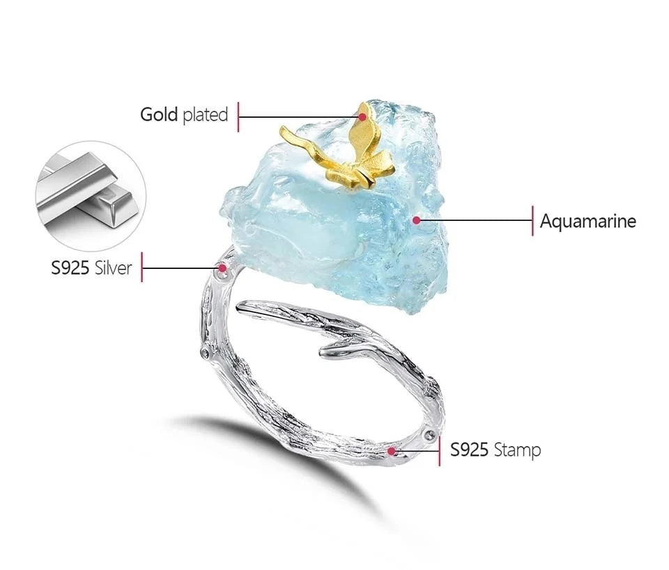Aquamarine Flower Ring