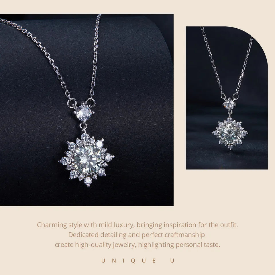 Moissanite Halo Necklace