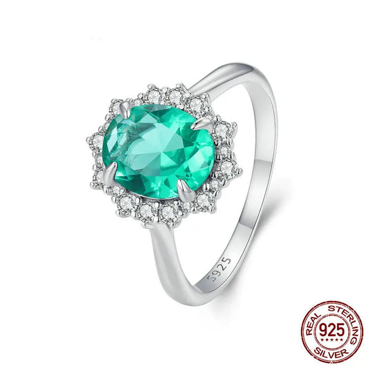 925 Sterling Silver Luxury Light Green Ring