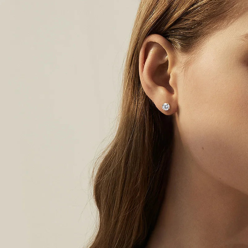 Rose Gold Color Moissanite Stud Earrings