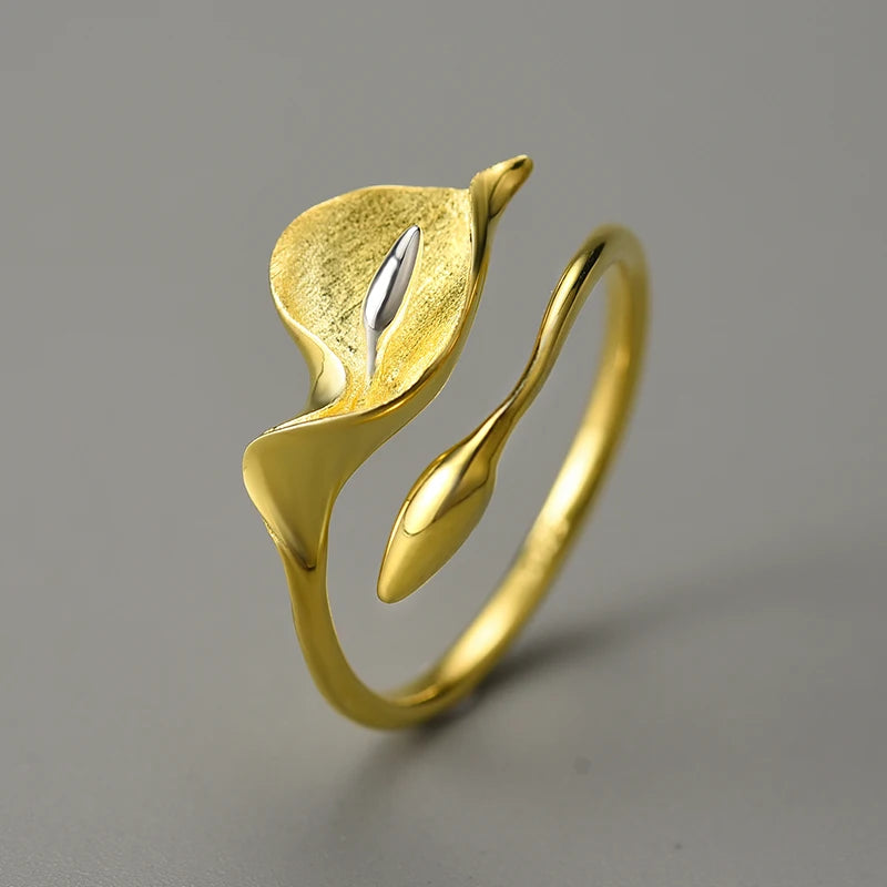 New Calla Lily Flower Adjustable Ring