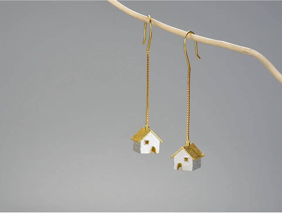 Unique Castle Long Hanging Dangle Earrings