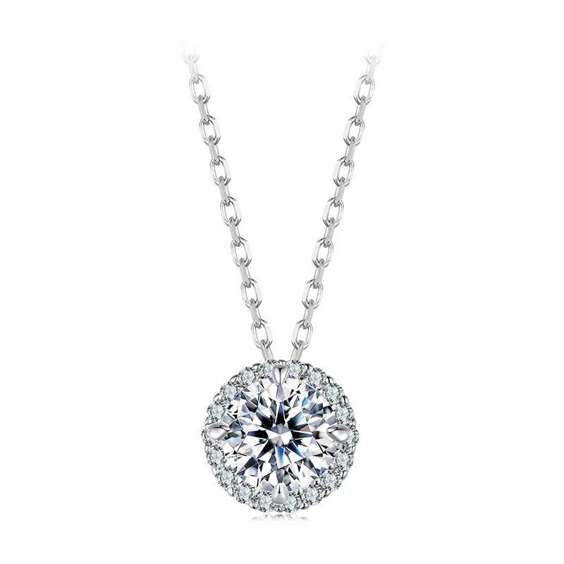 Moissanite Adjustable  Necklace, White Gold Plated/ 925 Silver jewelry