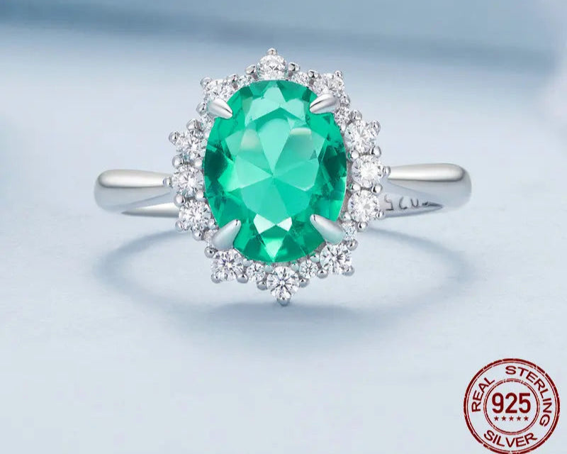 925 Sterling Silver Luxury Light Green Ring