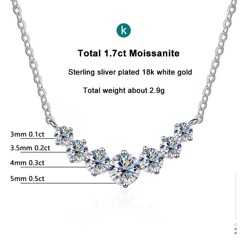 Moissanite Necklace 925 Sterling Sliver Plated 18k White Gold Necklace