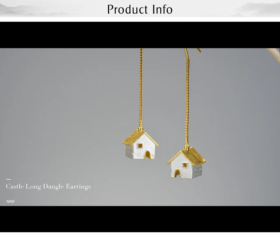 Unique Castle Long Hanging Dangle Earrings