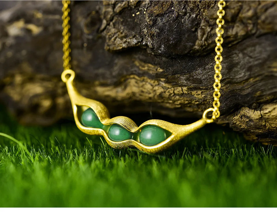 Natural Aventurine Necklace 925 Sterling Silver Gold Plated Handmade  Jewelry