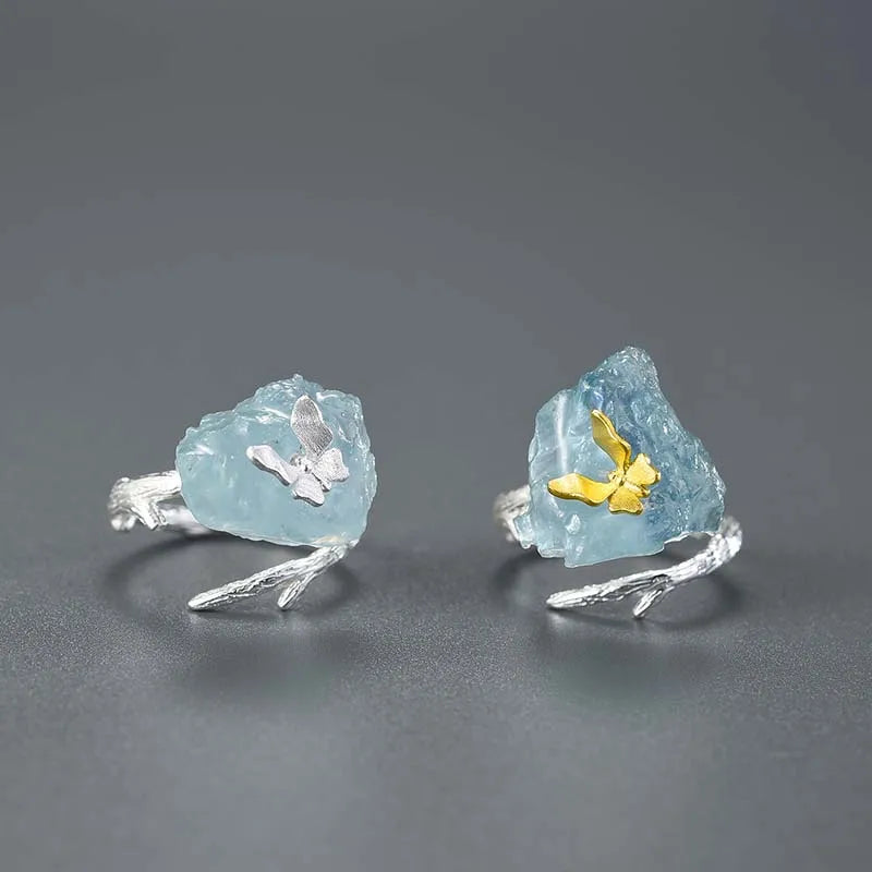 Aquamarine Flower Ring