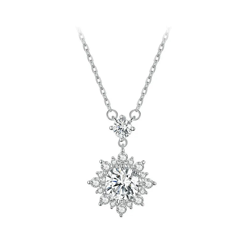 Moissanite Halo Necklace