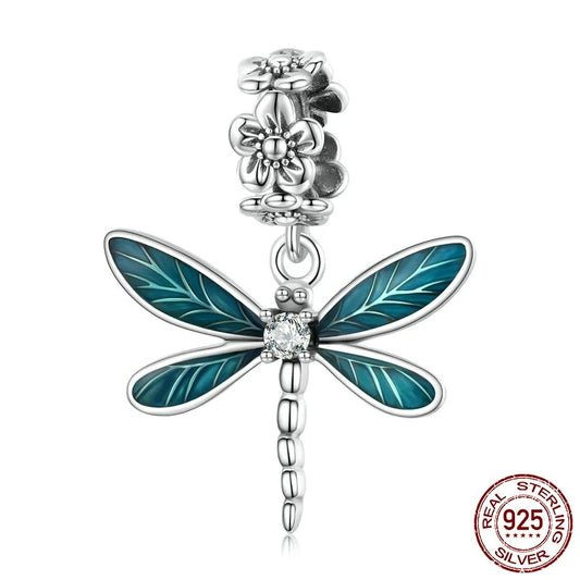 Genuine 925 Sterling Silver Gorgeous Dragonfly Pendant Charm