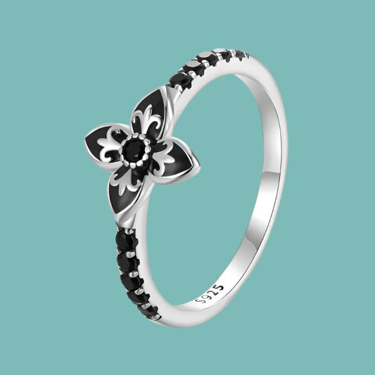 925 Sterling Silver Nightfall Flower Ring