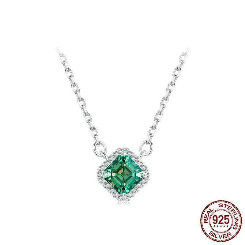 Green Moissanite 925 Sterling Silver Pendant Necklace