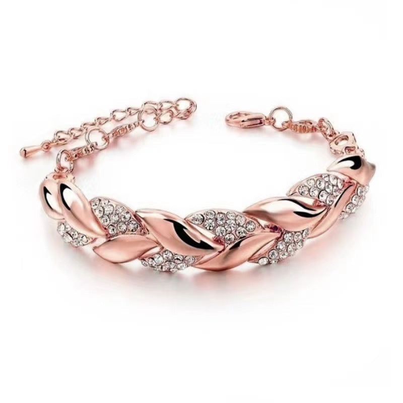 Luxury Love Braided Leaf Bracelet Charm