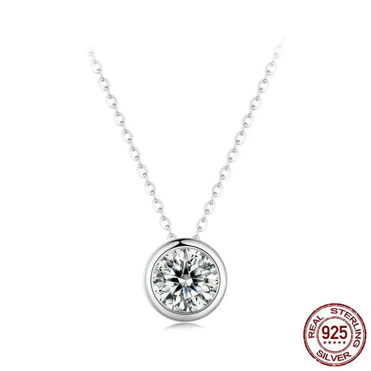 Carat Bazel Moissanite Necklace/ 925 Sterling Silver