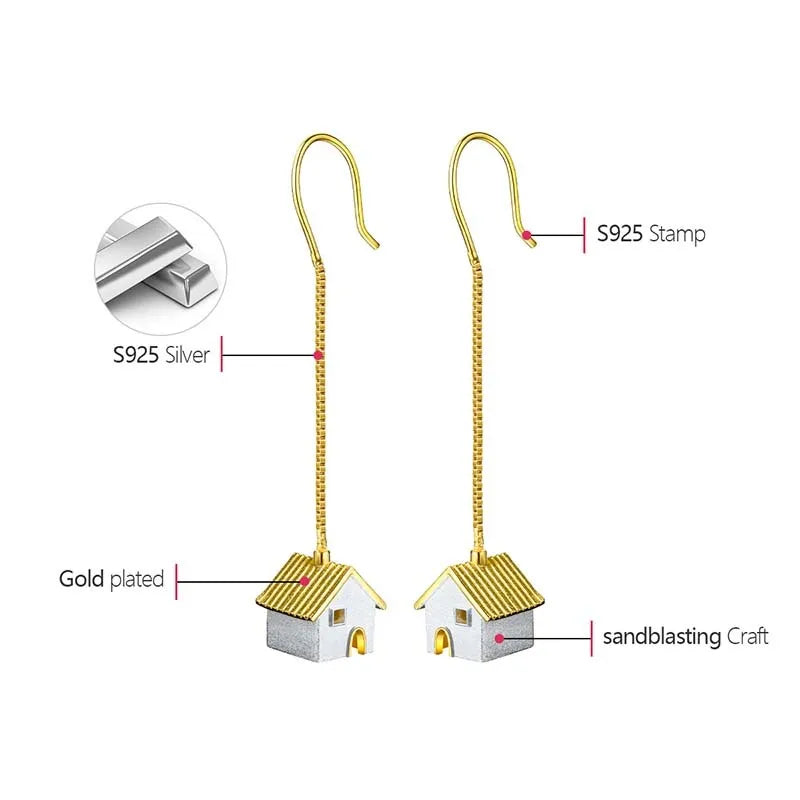 Unique Castle Long Hanging Dangle Earrings