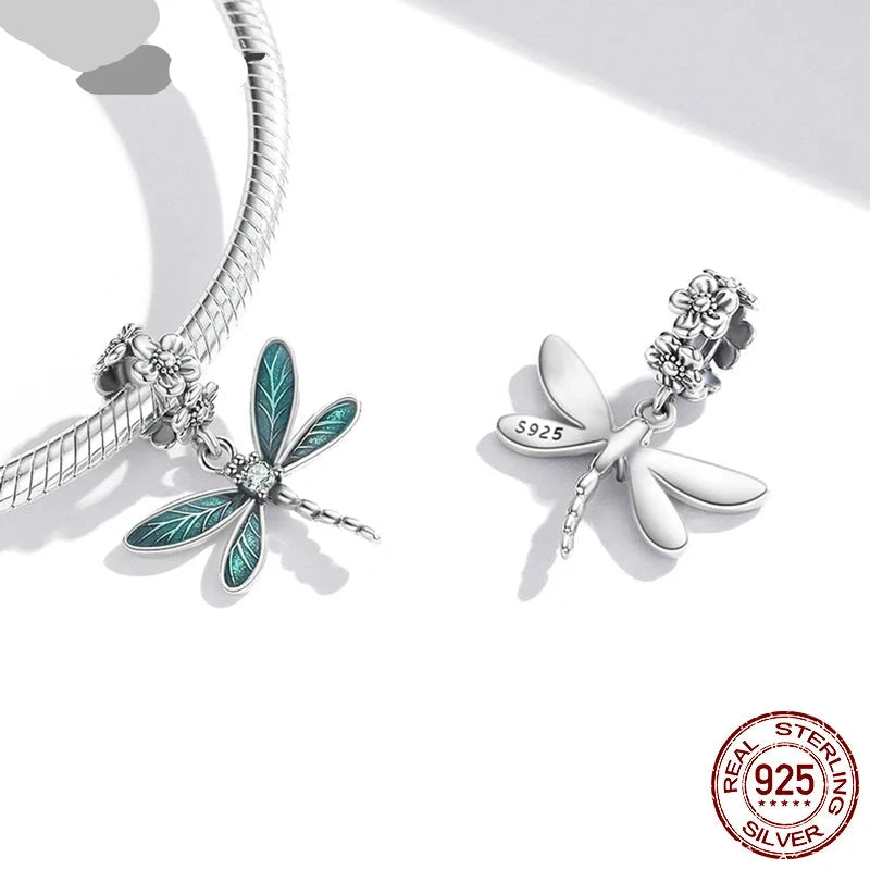 Genuine 925 Sterling Silver Gorgeous Dragonfly Pendant Charm