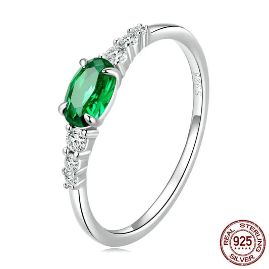 925 Sterling Silver Simple Gemstone Ring