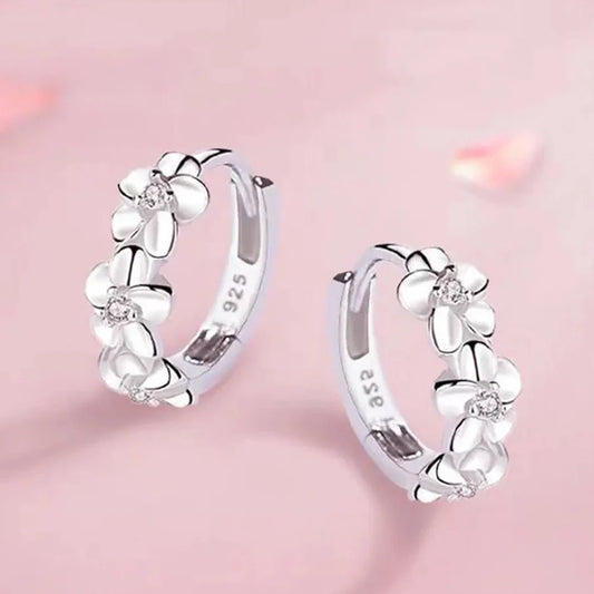 Crystal Zircon Flower Cute Stud