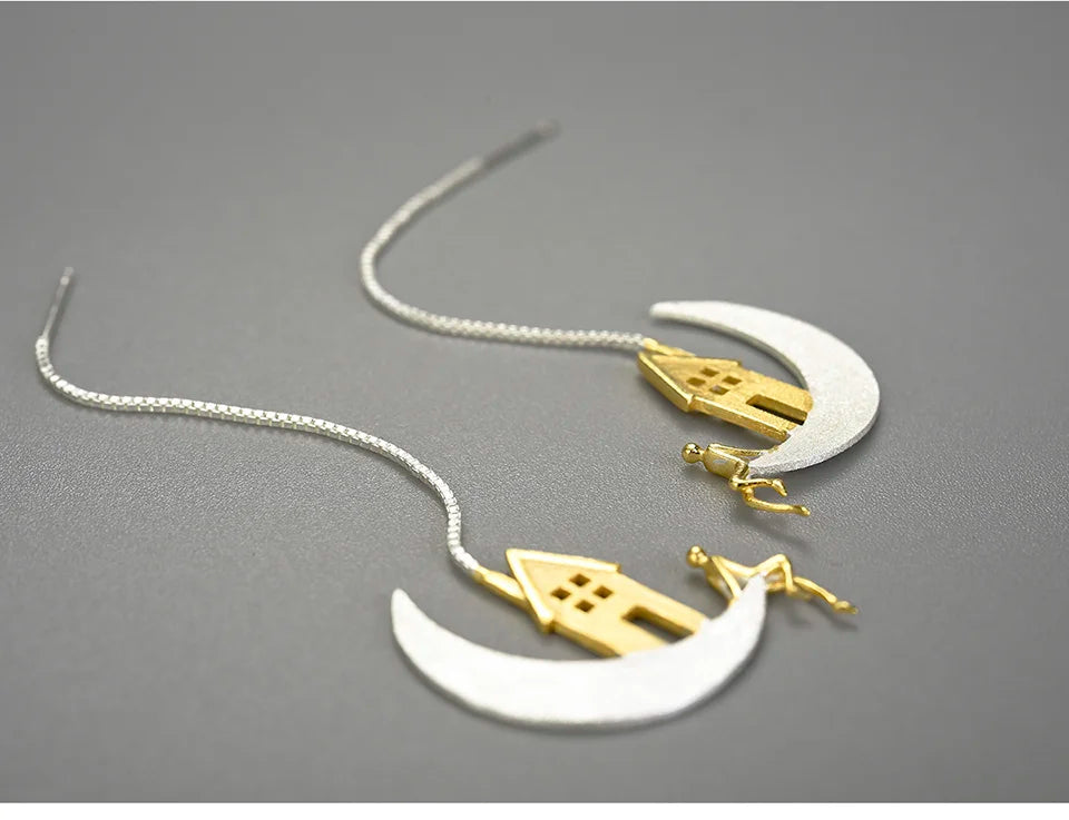 Home on the Moon Hanging Drop Earrings