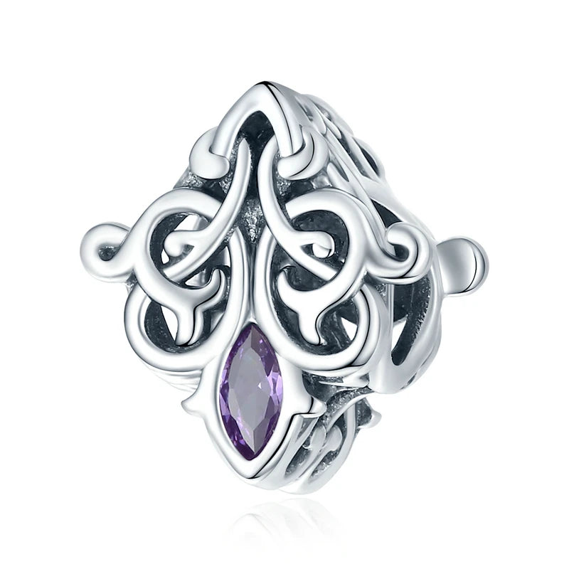 925 Sterling Silver Purple Shining Stone Collection Charms