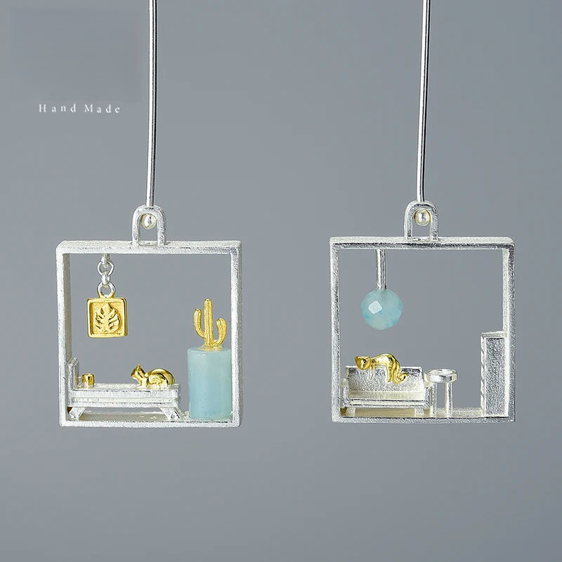 Lazy Cat Drop Earrings